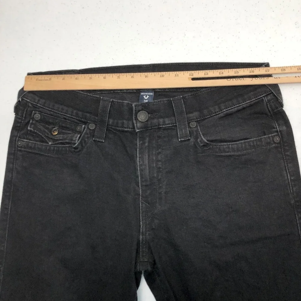 True Religion Ricky Jeans Mens 36x32 Charcoal Relaxed Straight Denim USA Stretch